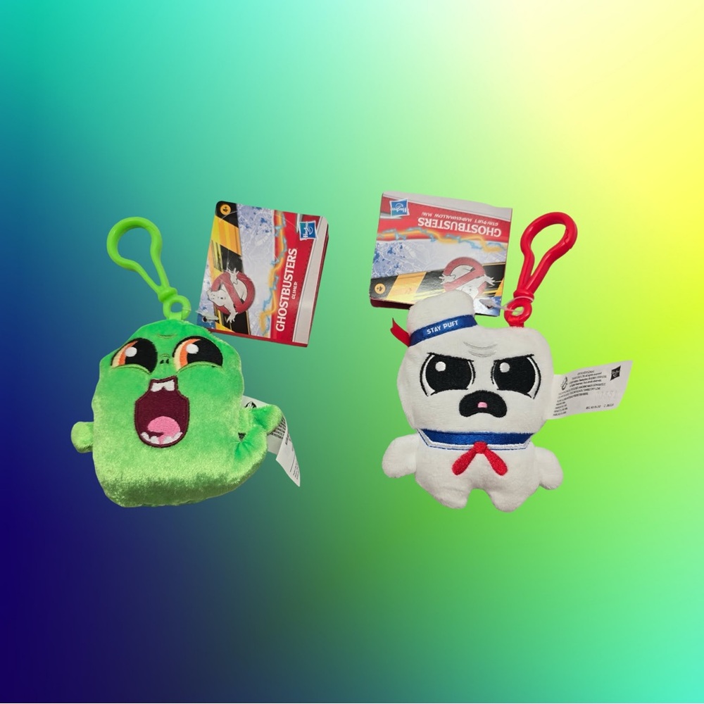Ghostbusters‎ Slimer & Stay Puft Plush Keychain Lot Movie Collectible